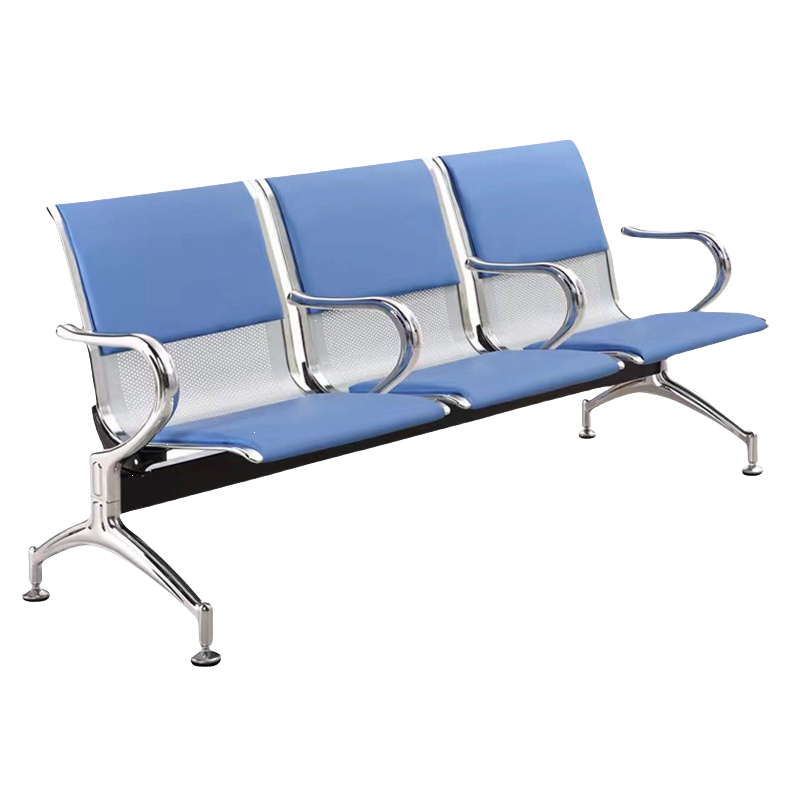 珂洋 公共座椅 三人位+蓝色皮垫+中间扶手 张高清大图