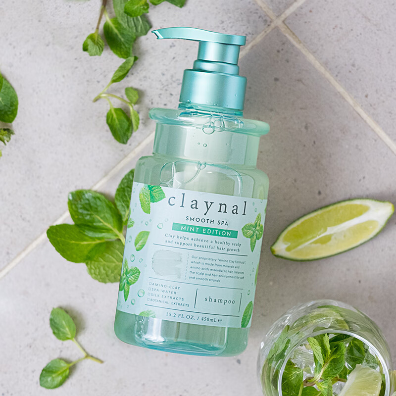 蓬派氨基酸天然矿物泥控油清爽洗发水薄荷450ml