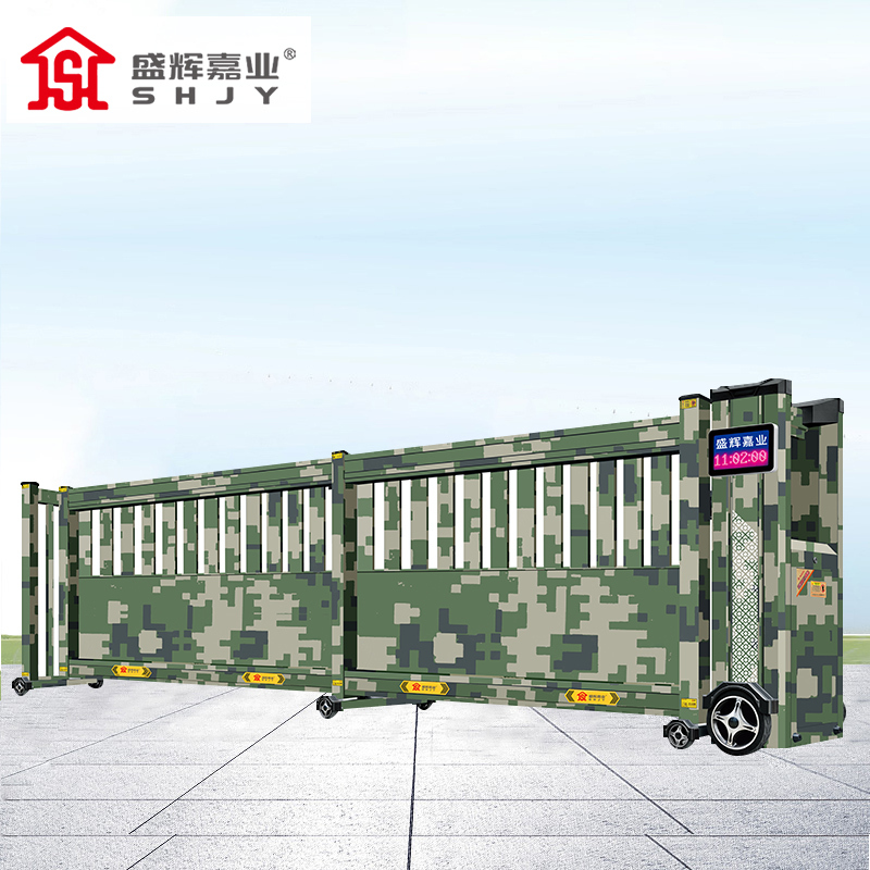 盛辉嘉业伸缩门不锈钢电动伸缩门自动遥控无轨车牌识别学校工厂电动大门定制高清大图