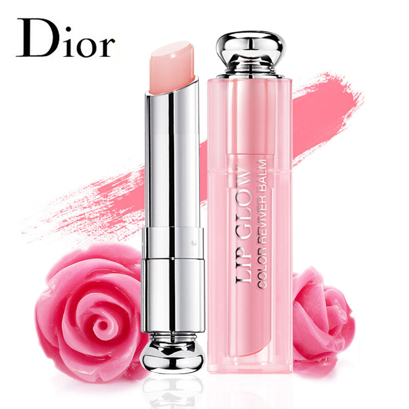 [赠送礼盒]Dior 迪奥口红 魅惑粉漾润唇膏3.5g 保湿滋润烈艳蓝金 001浅粉色-人气色 法国原装进口