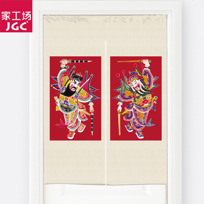 中式卡通神布艺帘复古挂帘隔断帘布艺风水帘厨房卫生间帘子