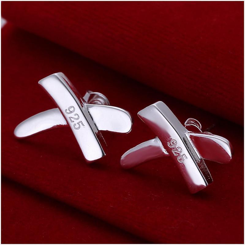 E019 Women silver plated earring 镀925纯银耳环时尚创意耳钉女