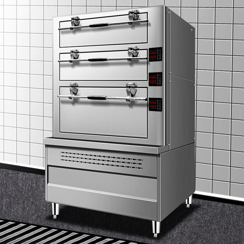 驰能商用蒸箱大型三门海鲜蒸柜电热燃气多层电蒸柜酒店餐厅食堂厨房电蒸箱多门蒸菜炖汤柜 标准电热款-30kw