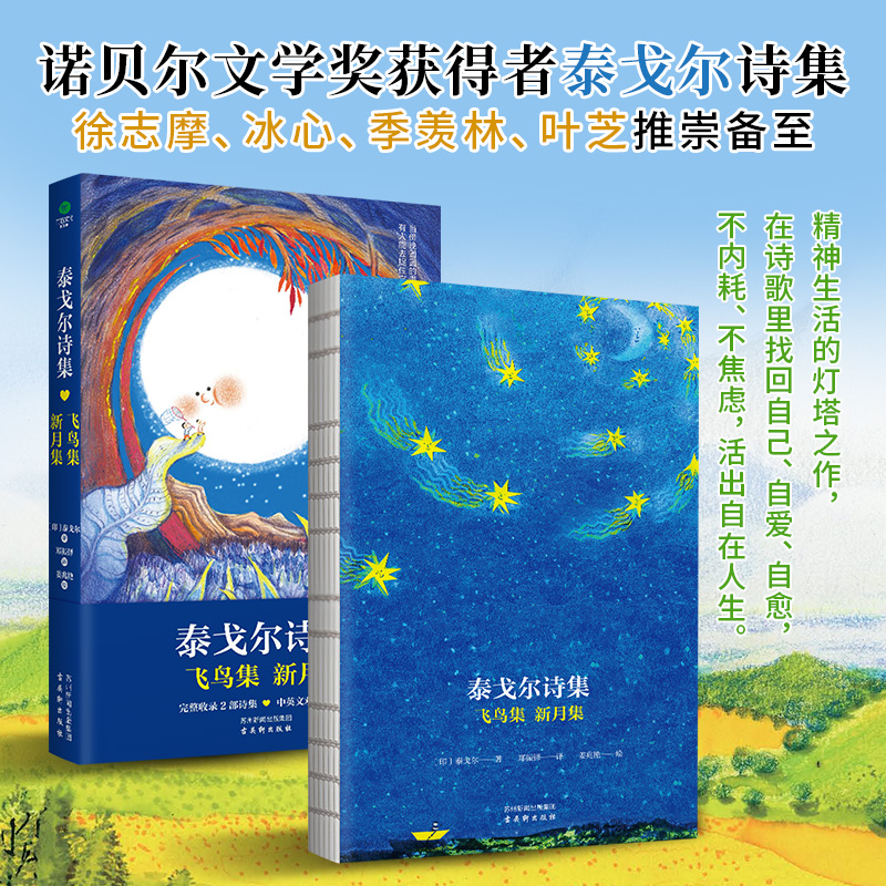 泰戈尔诗集:飞鸟集 新月集 [正版]泰戈尔诗集飞鸟集新月集完整收录2部诗集全书配40幅原创手绘插图完美呈现诗歌的意境中英高清大图