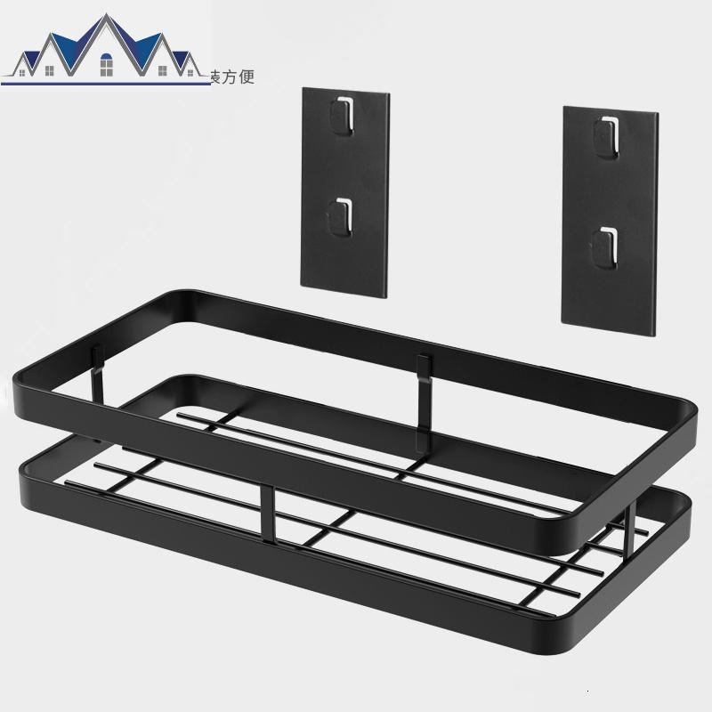 黑色不锈钢厨房置物架壁挂式调料架子免打孔调味品油盐酱醋收纳架_1_192_949高清大图
