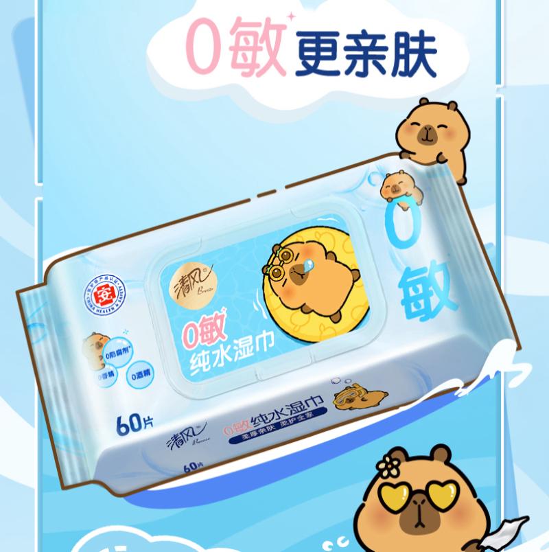 清风纯水1层60片/包*1*5湿纸巾 BWB60CE2 单位:箱高清大图