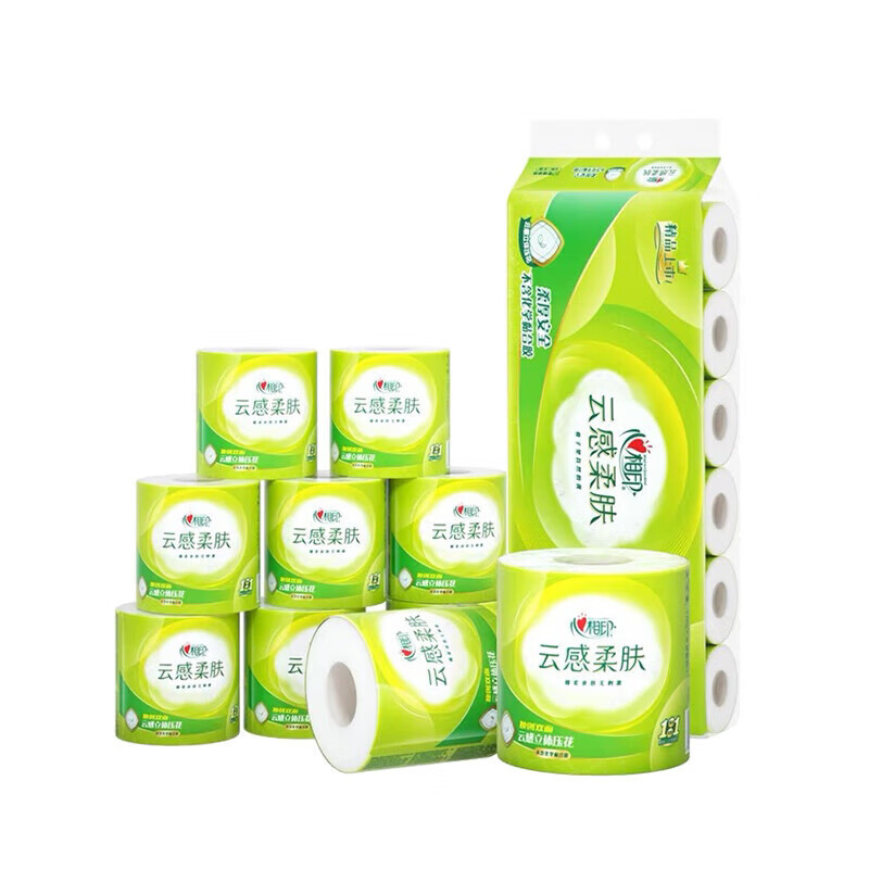 心相印(Mind Act Upon Mind)云感系列立体压花空芯卷纸四层1500克(150克10卷装)BT5410