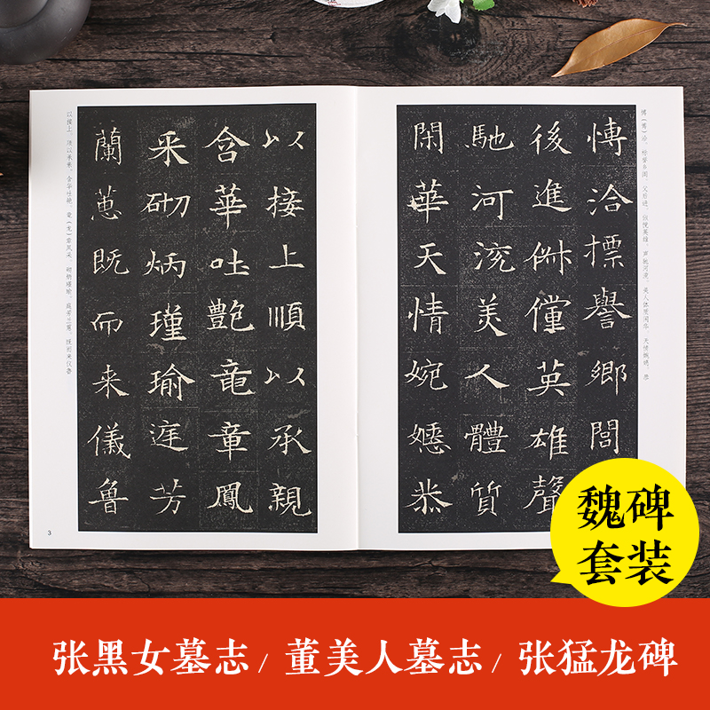 [3册]张猛龙碑+董美人墓志+张黑女墓志 [正版]魏碑字帖张黑女墓志张猛龙碑董美人墓志毛笔字帖传世碑帖精选原碑原帖书法教高清大图