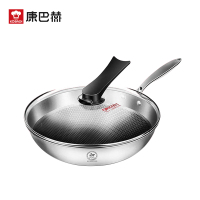 康巴赫 (KBH) 经典款炒锅 304不锈钢蜂窝纹理 送刀铲勺三件套[刀具管制地区,赠品刀更换油壶]