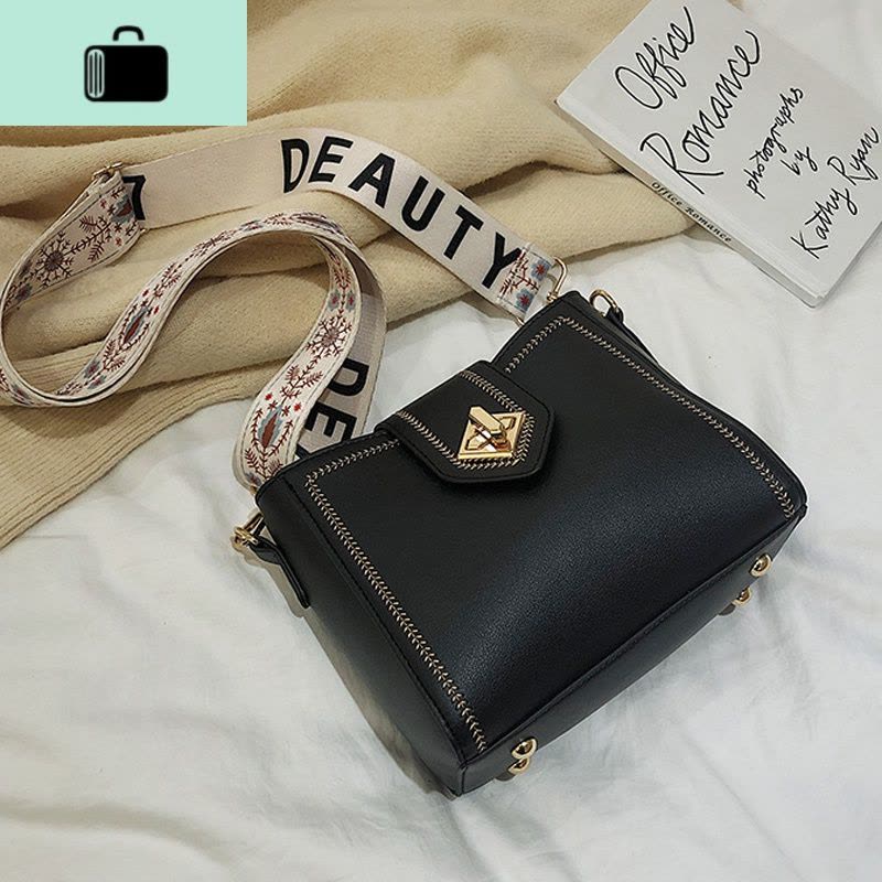 ins网红小包包女2020新款潮韩版百搭宽肩带单肩斜挎包时尚水桶包NEW LAKE女斜挎包图片