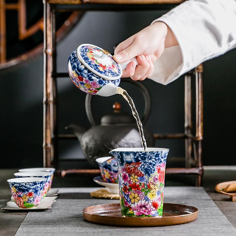家柏饰(CORATED)珐琅彩侧把壶白瓷过滤泡茶壶单个陶瓷功夫冲茶器家用200028Z高清大图