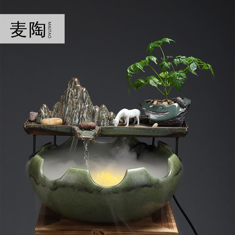 美帮汇禅意流水器喷泉加湿器轮客厅办公室家居工艺摆件开业礼品高清大图