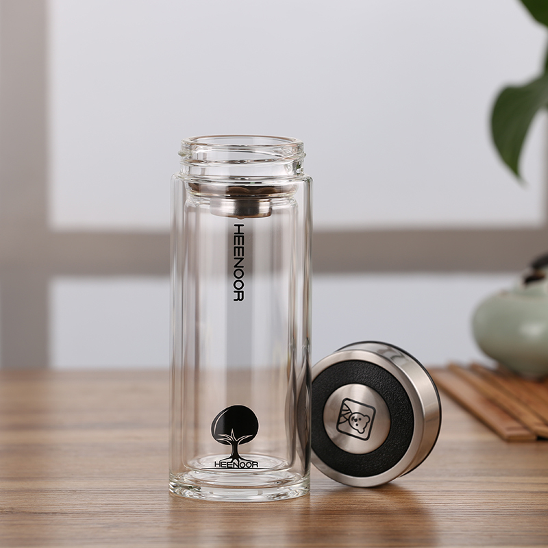 希诺XN-6700: 180ml玻璃杯 双层隔热带盖茶隔经典便携款(QH)