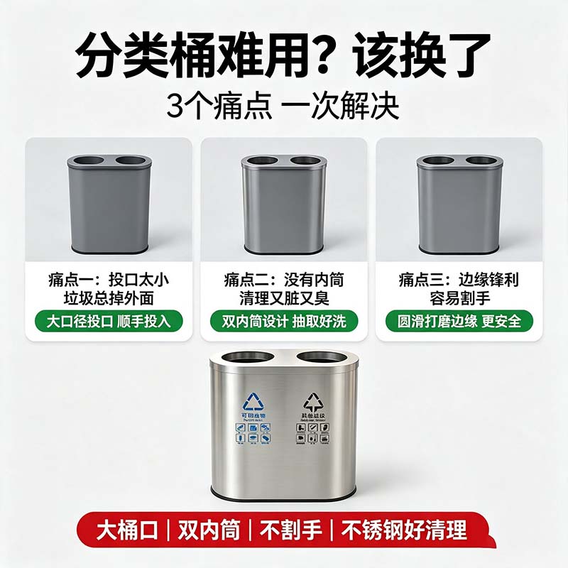 伽隽 垃圾桶 翻盖中号 个高清大图