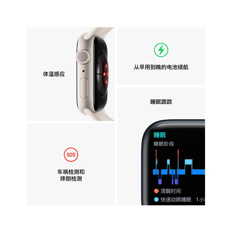 Apple Watch Series 8 智能手表 GPS版 41mm 红色铝金属表壳 运动型表带 学生优惠版