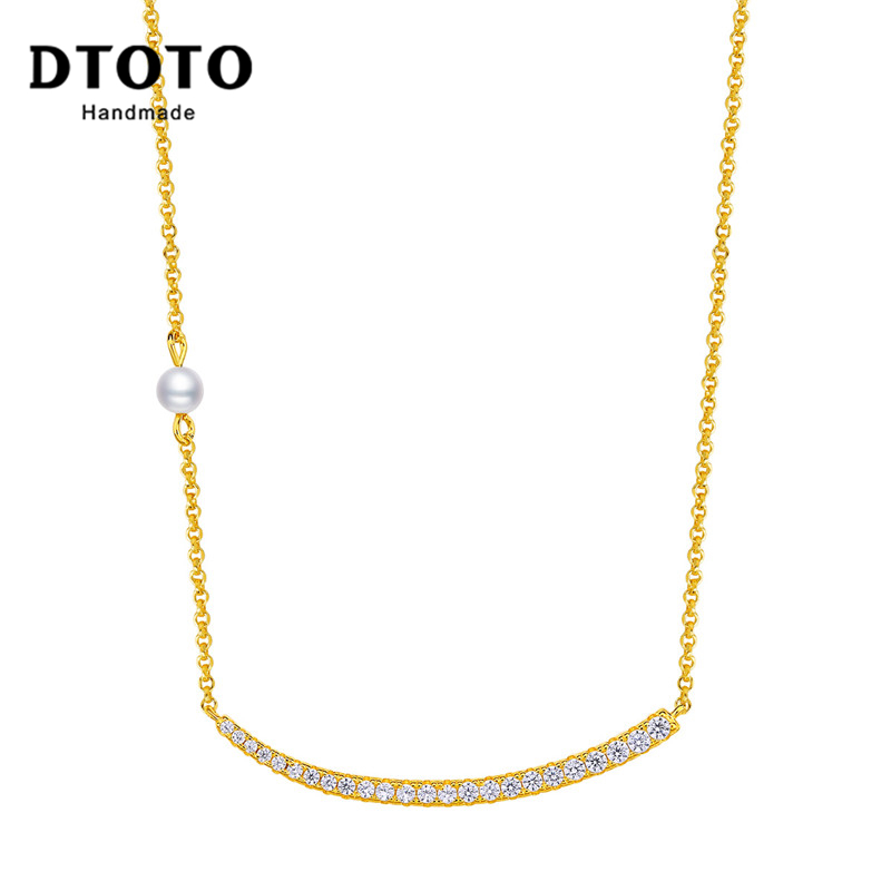 DTOTO S925银饰品日韩时尚项链 简约形状锁骨链 配饰银吊坠
