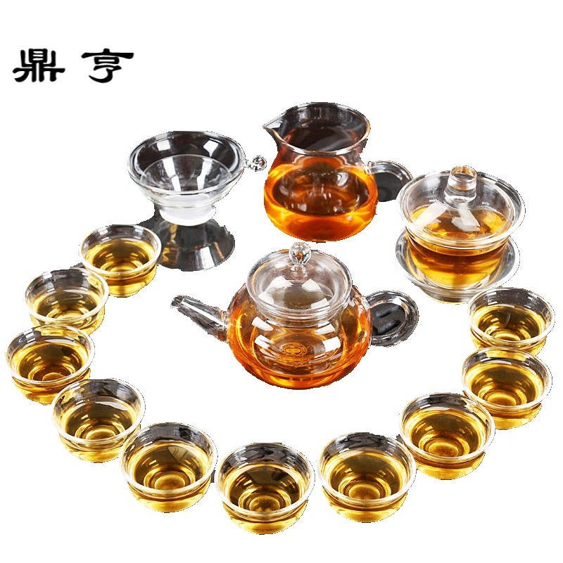 鼎亨茶具套装家用简约泡茶壶玻璃过滤加厚耐热整套功夫花茶茶具套