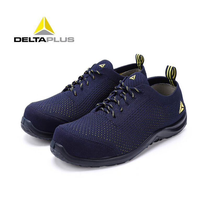 代尔塔(DELTAPLUS)双层网面飞织透气劳保鞋 防砸防穿刺防静电耐磨防护工作鞋 301228 蓝黄色 42