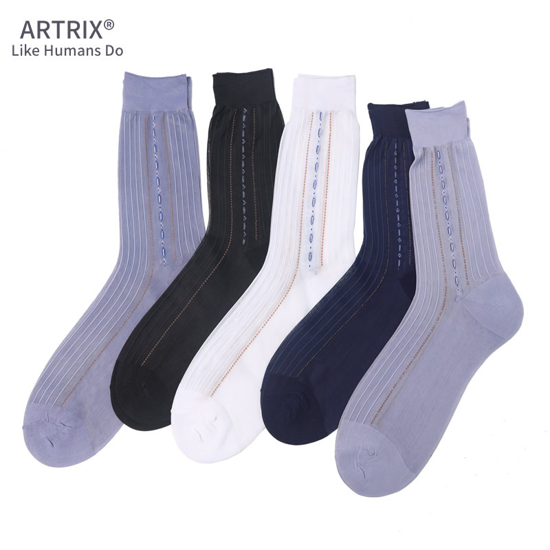 超薄男士高筒丝袜夏天袜子男袜春夏薄款中筒加长筒凉爽透气提花