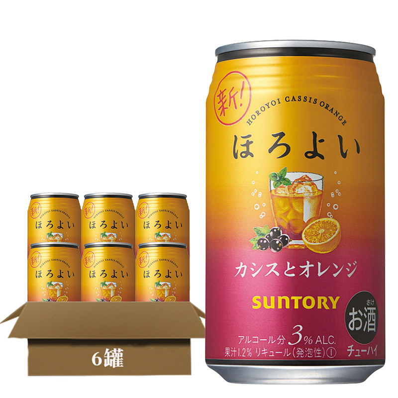 三得利 和乐怡(HOROYOI) 日本进口 预调酒 鸡尾酒 果酒 黑加仑橙子350ml*6罐