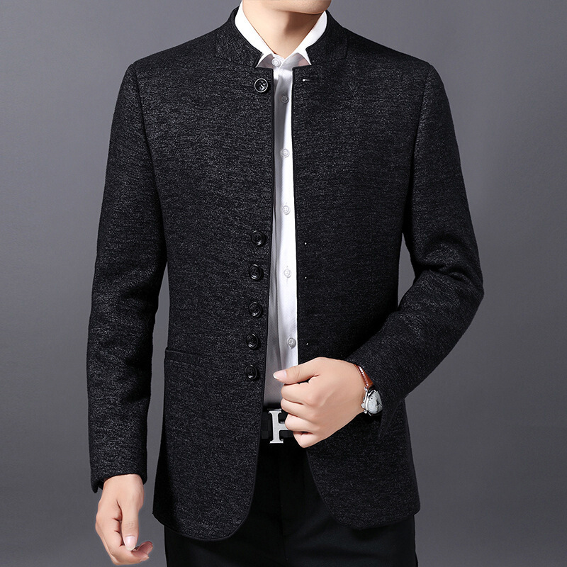 梵克公牛2019年秋季装新款立领休闲男士修身多粒扣便服单西时尚商务