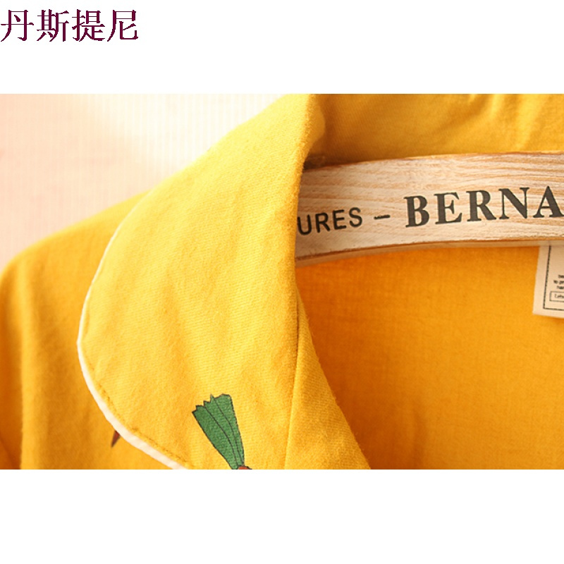 震撼上新！秋季睡衣女士纯棉胡萝卜长袖开衫翻领可外穿家居服套装