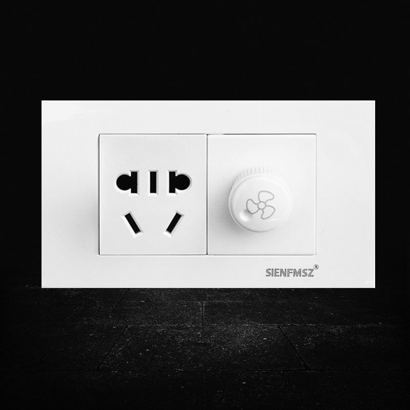 118型暗装开关插座白色二位风扇调速开关100w无极调速旋钮开关一位