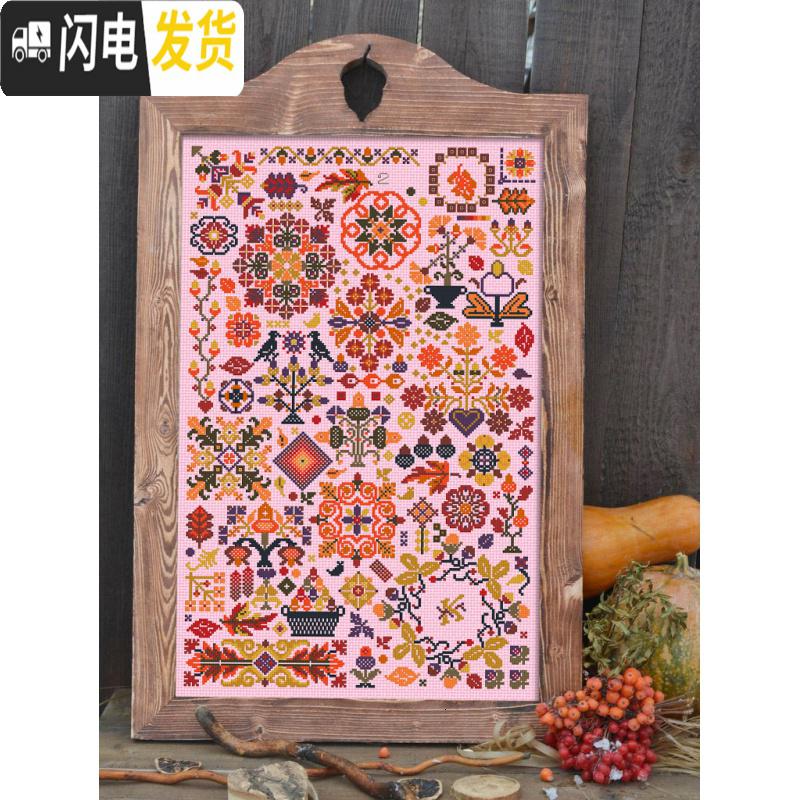 三维工匠DMC十字绣客厅新款 秋之语 白布 粉布 亚麻色布 印花 11CT3股绣亚麻色棉布印花款高清大图