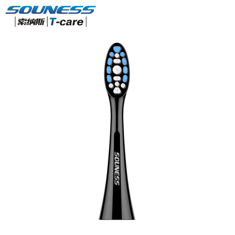 索纳斯(SOUNESS)电动牙刷头SN801声波震动成人牙刷头 男女自动牙刷头 变色毛提示 经典黑*2