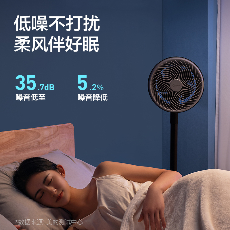美的电风扇家用落地扇台式立式摇头卧室大风力电扇空气循环扇 白色