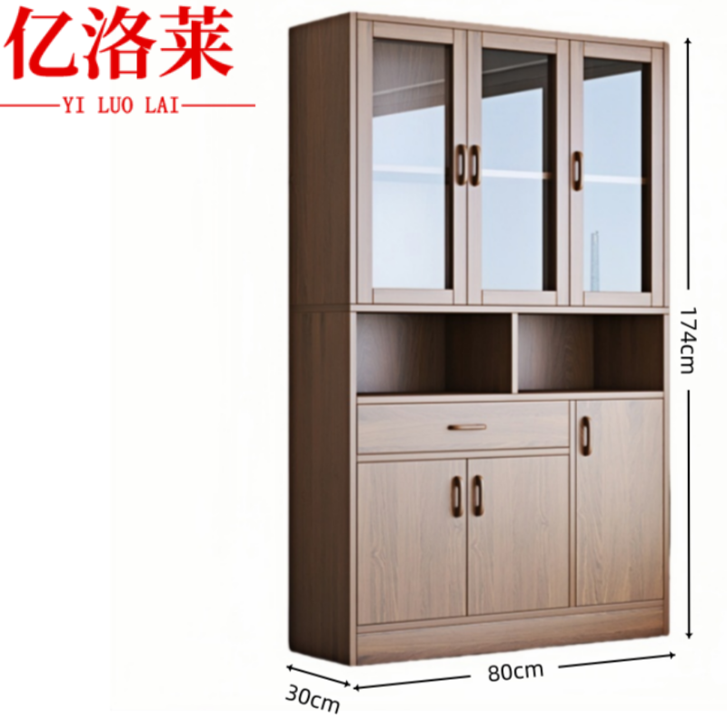 亿洛莱 书柜 四门一抽 台 书柜80cm 台