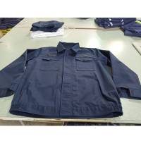 纯棉长袖工作服深蓝色防静电服套装拉链款 含上衣+裤子