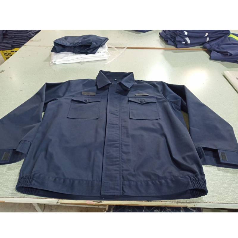 纯棉长袖工作服深蓝色防静电服套装拉链款 含上衣+裤子