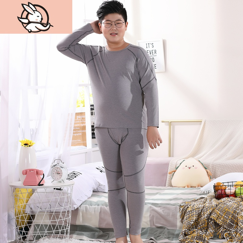 huayangtu活力四射胖仔男童秋衣秋裤加肥加大男胖童内衣套装秋冬季