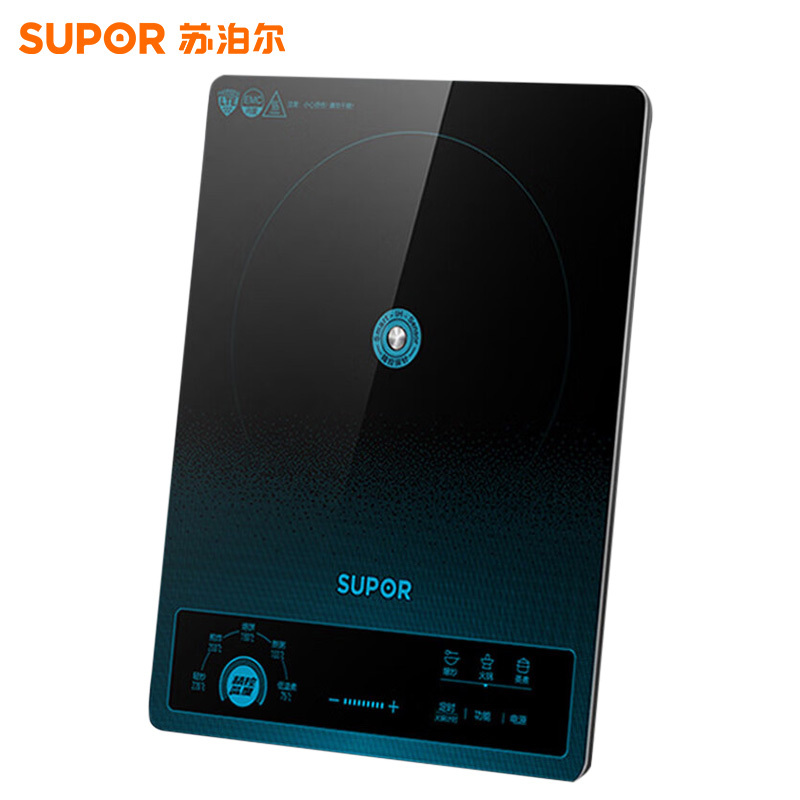 苏泊尔(SUPOR)电磁炉套装家用2200W大功率火锅炉感温探针智能电磁炉灶火锅炒菜锅一体全套 C22-ID77E高清大图