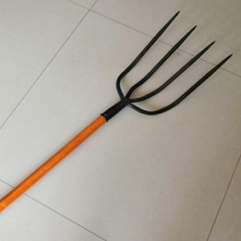 四齿叉空心农用草叉子铁叉钢叉垃圾场叉废料叉大号农具叉子四股叉四齿