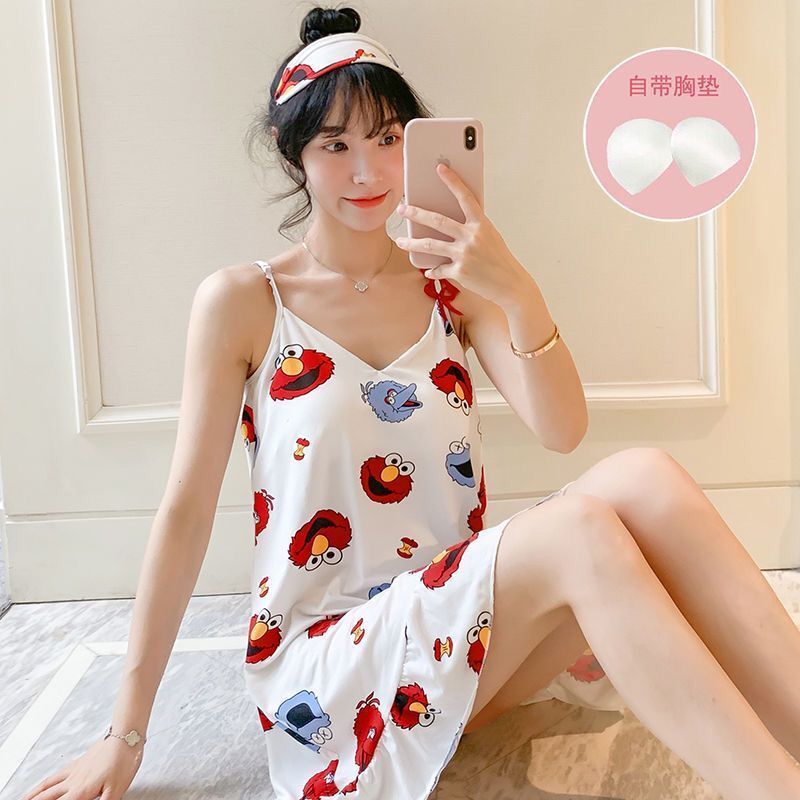 可调节无胸垫0 库存随机.库存随机 M 80-100 睡衣女夏吊带睡裙背心女夏学生性感韩版可爱可外穿连衣裙家居服