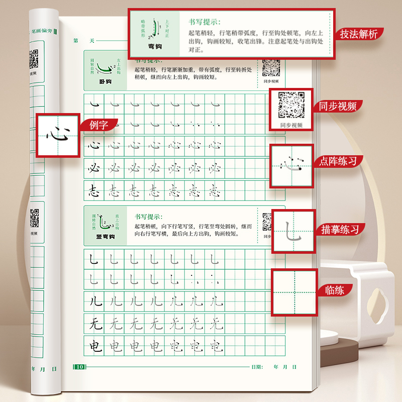 楷书速成全套6本[送黑色正姿钢笔一支+黑色墨囊12支] [正版]楷书练字帖小学生行楷基础入门速成钢笔硬笔字帖书法练字本初