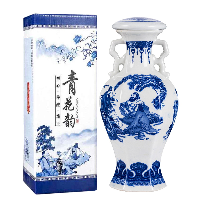 安徽名酒52度500ML浓香型白酒 粮食酒 青花原浆酒 礼盒装