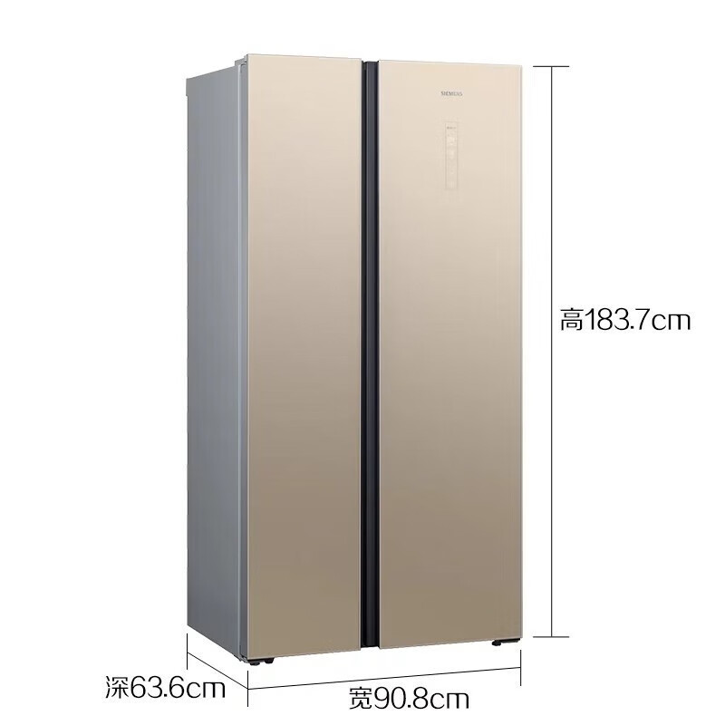 西门子(SIEMENS)502升对开门冰箱超薄风冷无霜金色 KA50SE30TI 钢化玻璃面板高清大图