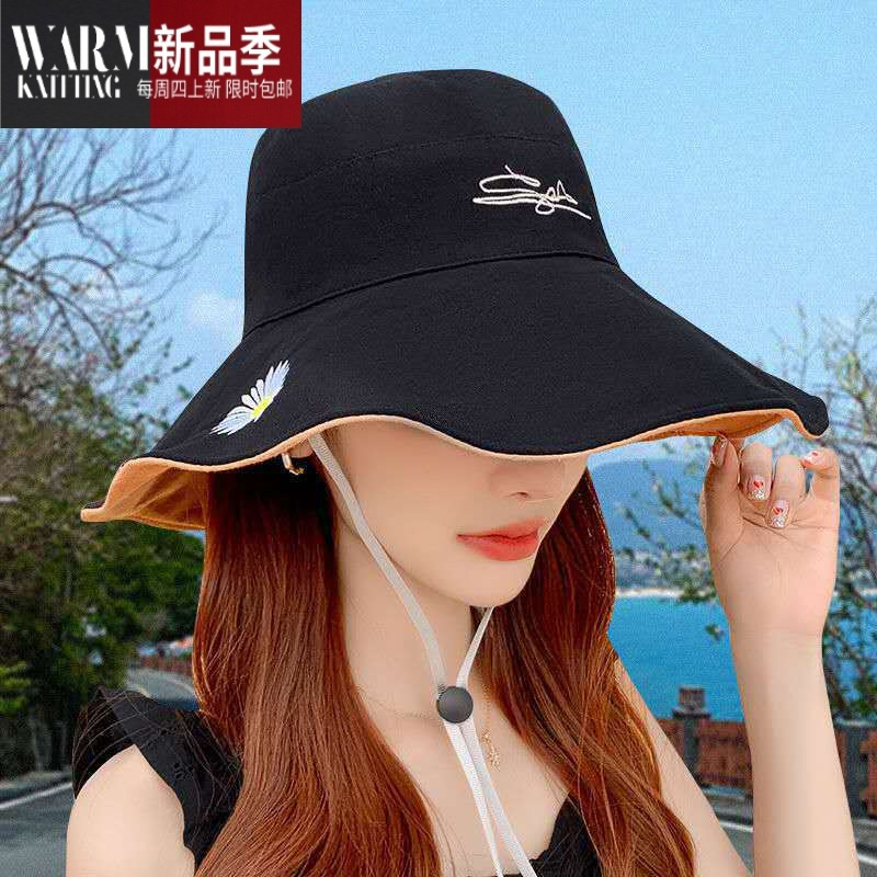 shanchao渔夫帽双面帽子女款夏季春韩版百搭潮遮阳脸大檐太阳可折叠帽