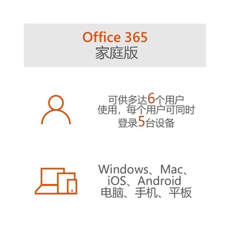 正版 Microsoft/微软office 365家庭版年度订阅6账号共享跨设使用