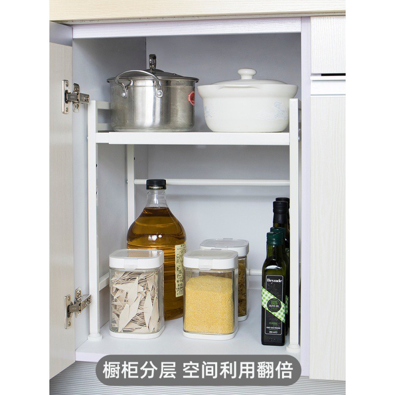 可伸缩微波炉置物架双层烤箱架子厨房落地家用2层调料收纳架收纳层架 三维工匠高清大图