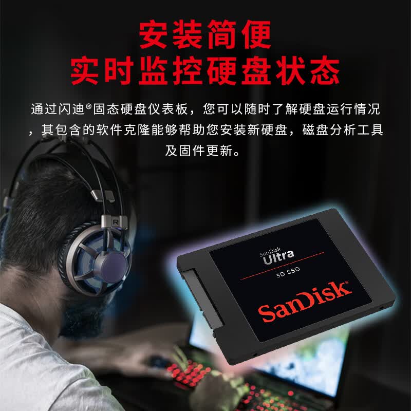 闪迪(SanDisk)1TB SSD固态硬盘SATA3.0接口 台式机笔记本DIY稳定 至尊3D进阶版-更高速读写|西部高清大图