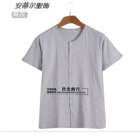 夏季中老年加肥加大男士纯棉大号半袖开衫 爸爸纯棉短袖背心 185/3XL(胸围114CM左右) 灰色