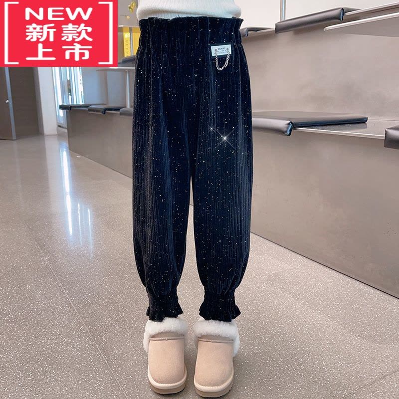 可莉允女童加绒裤子秋冬2022新款女孩洋气花苞裤冬季儿童保暖加厚休闲裤保暖裤图片