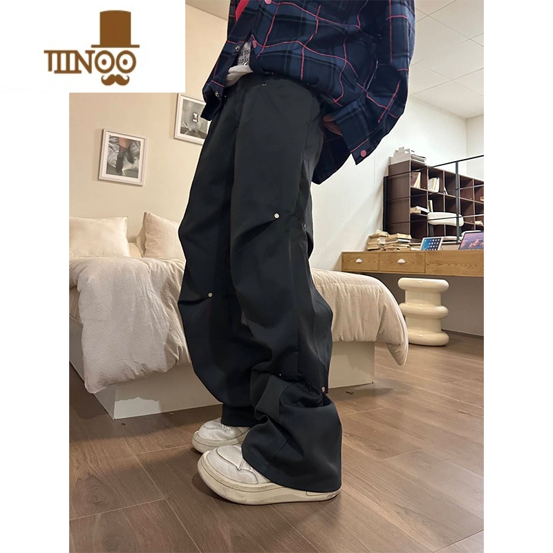 YANXUNECOYEP 2023美式高街设计感休闲裤男女宽松潮流百搭直筒ins长筒高清大图