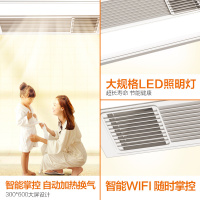 AUPU奥普浴霸QDP6020AS白色 集成吊顶浴霸 多功能大风暖薄浴霸 LED灯照明三合一浴霸 卫生间