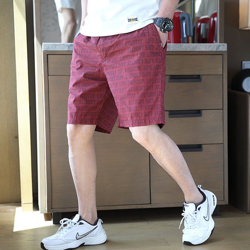 欣鸿茗裤子男夏季潮流沙滩裤5中裤外穿居家宽松印花休闲短裤男士五分