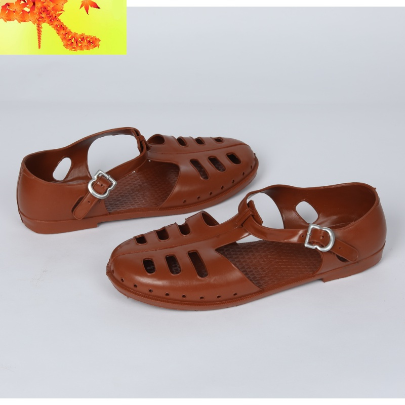男式塑料凉鞋老式怀旧凉鞋包头系带猪龙鞋沙滩解放凉鞋复古简畅